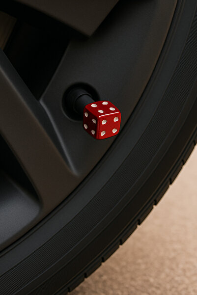 SNSTİCARET Zar Desenli Metal Sibop Kapağı Kırmızı Renk 4 adet