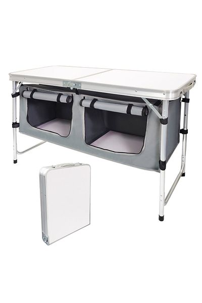 fulina Camping folding aluminium table with adjustable legs forbackyard, barbecues, parties and picnics