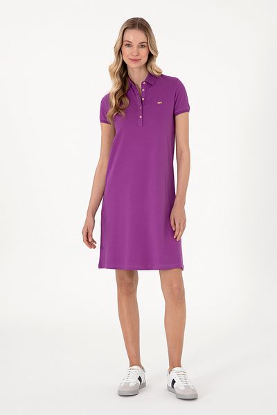 U.S. Polo Assn. Γυναικείο πλεκτό φόρεμα με γιακά πόλο Violet Mini Size 50305853-vr037