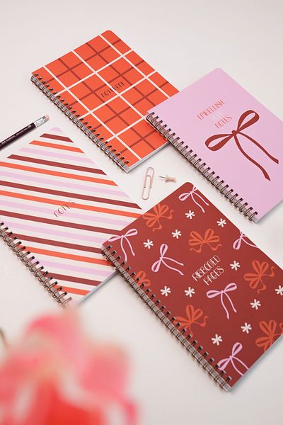 Matt Notebook A5 Spiral School Notebook 80 sheets Set of 4 - Checkered