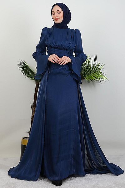 GİYZAMİLA Φόρεμα Yoryo με μανίκια Flounced Navy Blue