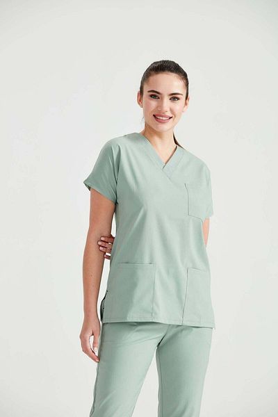 DEMOTEKS Costum Medical Elastan Verde Fistic, Pentru Femei - Model Classic Flex