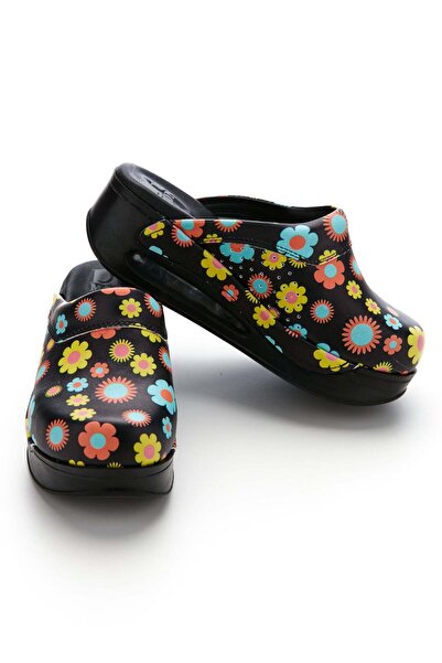 DRMOON Black orthopedic medical clogs Pop Art - hospital clogs for women doctor nurse model Airmax-38