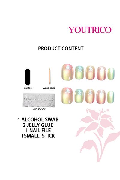 Youtrico Handmade press-on nails,Gradient color,cat's eye,XS