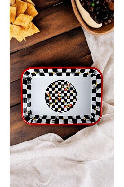 İnci Emaye No. 22 Enameled Square Plate Appetizer Breakfast Camping Picnic