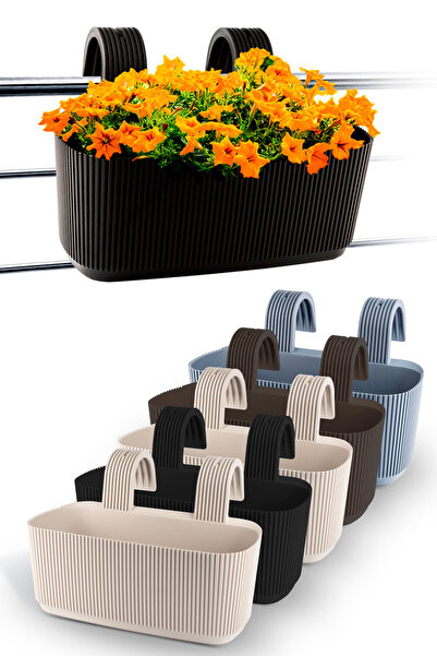 ToXA 6'lı Pera Askılı Balkon Saksısı Seti 3,2 Litre (29cm) Ayarlanabilir Deng...