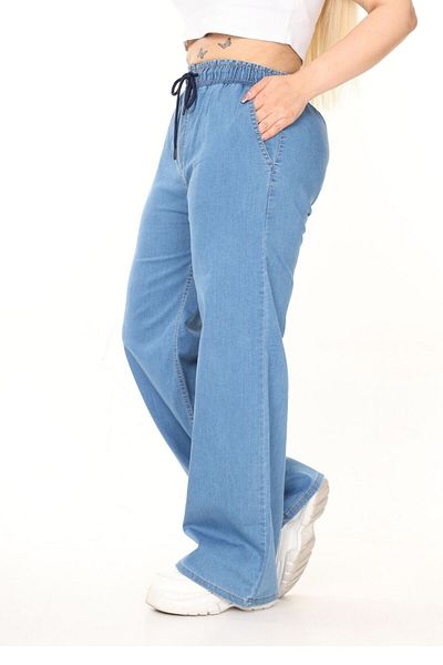 tarzımsüper Plus Size Pants - Blue - Elastic