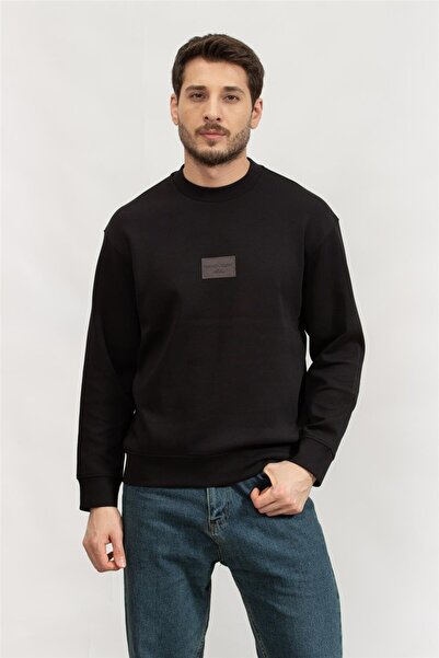 Emporio Armani Men's Regular Fit Hooded Black Sweatshirt with Zipper and Embo...