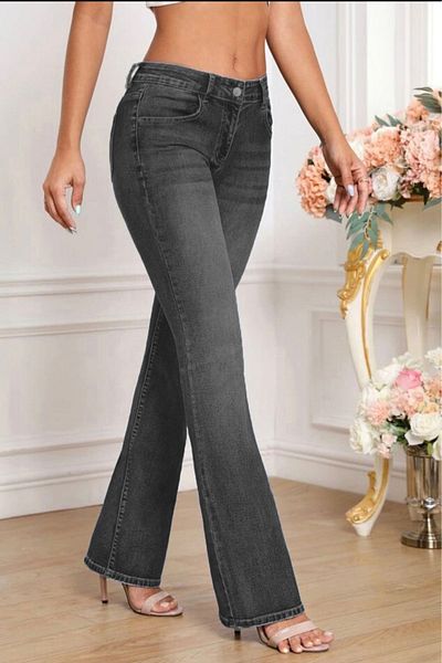 CEDY DENIM Висококачествени дамски тесни дънки C619-антрацит с 5 джоба и ниска талия