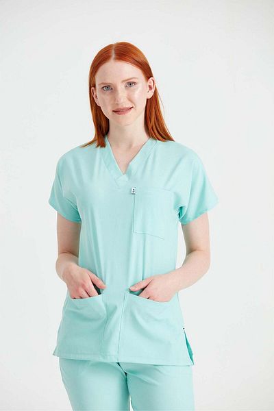 DEMOTEKS Costum medical din elastan verde mentă, pentru femei - Classic Flex