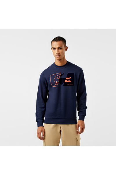 Lacoste Erkek Regular Fit Bisiklet Yaka Baskılı Lacivert Sweatshirt