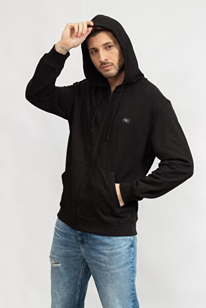 Calvin Klein Erkek Siyah Fermuarlı Hoodie