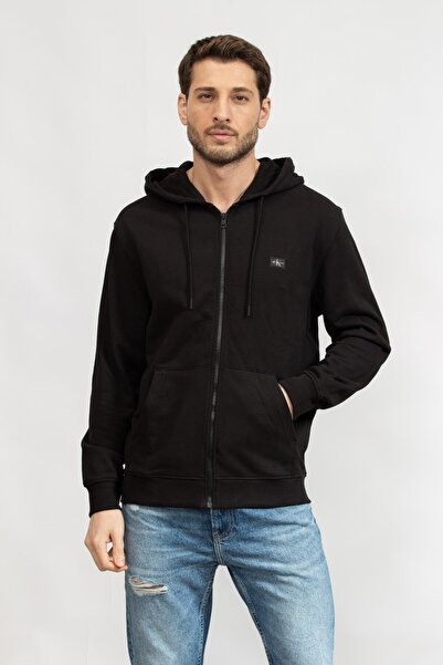 Calvin Klein Erkek Siyah Fermuarlı Hoodie