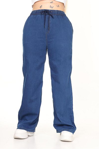 tarzımsüper Plus Size Pants - Blue - Elastic