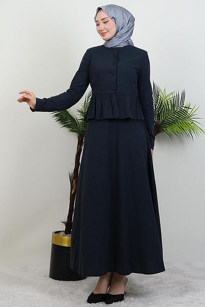 GİYZAMİLA Σετ με βολάν στη μέση Navy Blue