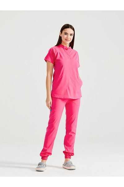 DEMOTEKS Costum medical unisex roz fuchsia – Uniformă doctor-asistentă medicală