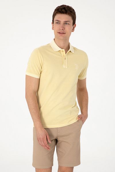 U.S. Polo Assn. Men's Slim Fit Polo Neck Light Khaki Basic T-Shirt 50298053-Vr183