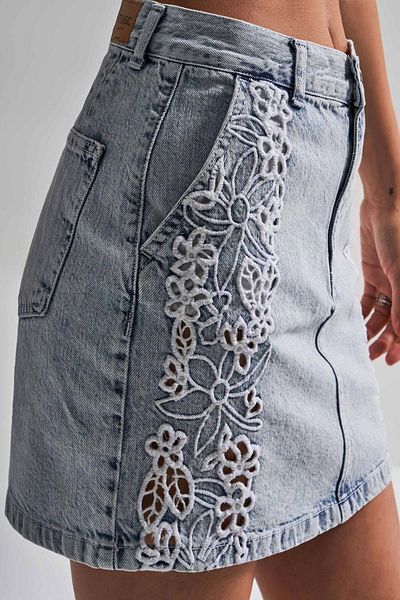 its basic Blugi de damă Culoare 3s5-3 Detaliu din dantelă Dimensiune mini 41 cm Fusta din denim