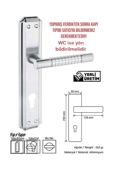 Üsküp Yapı & Mimarlık Style Tulip Mirror Nickel-Satin Door Handle