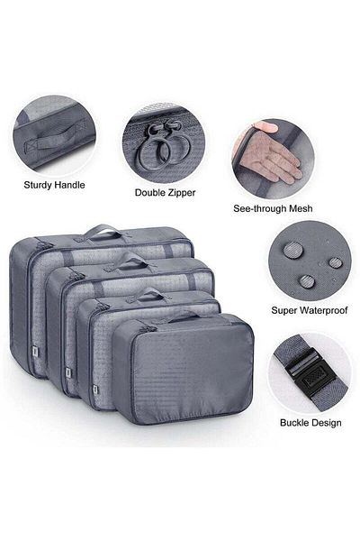 COOYA 7-piece clothing storage bag set,Oxford cloth,handle design,durable and waterproof,for travel gray