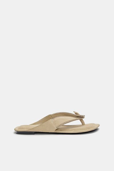 Pull & Bear Flat leather sandals with studs