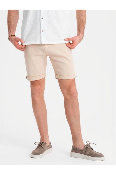 OMBRE Klassische Herren-Jeansshorts mit hochgekrempeltem Bein - Creme V2 OM-SRDS-0162 M