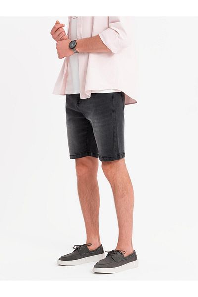 OMBRE Herren Jeansshorts im klassischen Schnitt - Schwarz V4 OM-SRDS-0171 XXL