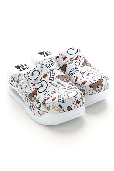 DRMOON Saboti medicali ortopedici gri deschis Teddy Light Grey - spital femei doctor asistenta Airmax-36