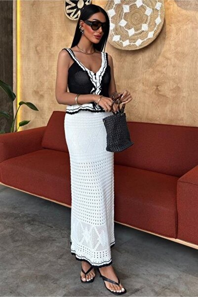 Modayakamoz Set de tricotaje până la podea cu detaliu cu volan 10115