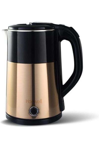 HARWELL Electric Kettle, 2 Litre Stainless Steel, 1500W, 360° Swivel Base, Black and Gold,HK1004