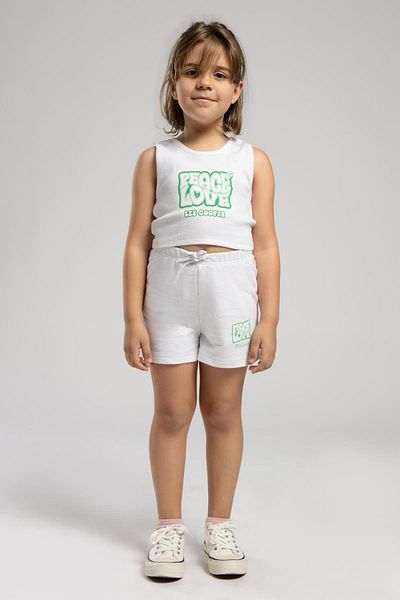 Lee Cooper Бяла тениска Peace за момичета, 100% памучен плат