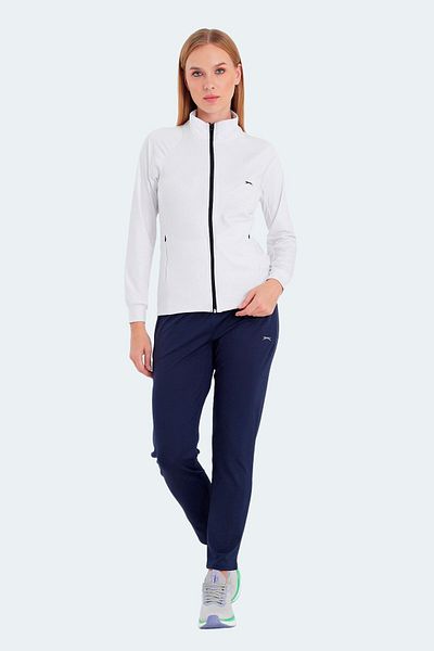 Slazenger Καθημερινό Γυναικείο Σετ Φούτερ με φερμουάρ Λευκό