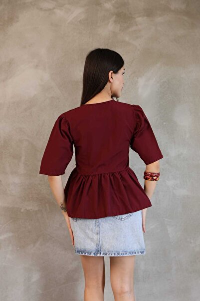 stcococix since 1990 Collarless Tie-Up Short Sleeve Shirt