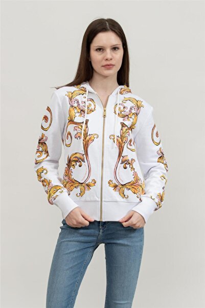 VERSACE JEANS COUTURE Kadın Fermuarlı Sweatshirt Beyaz