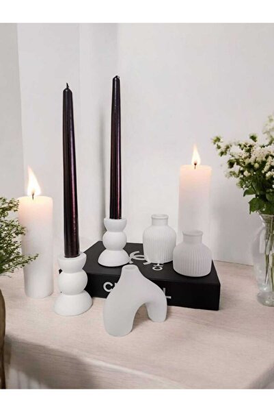 lambader Bohem Dekoratif Vazo,Şamdan Biblo Set