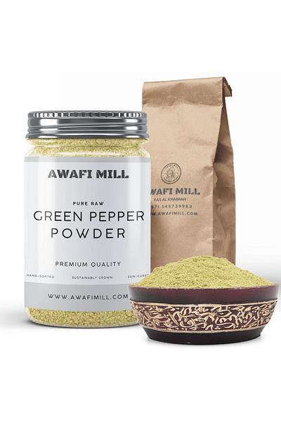 AWAFI MILL Green Pepper Powder | Fine Ground Green Pepper - Bottle of 100 gram / 3.5 Oz