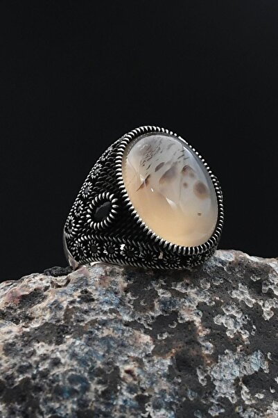 Prestige Erkek Yüzüğü Yemen Akik Taşlı Mikro Taş Süslemeli 925 Ayar Gümüş 901767