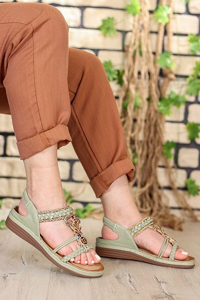 Vojo Gj Lady Comfortable Sole Stone Λεπτομερή ελαστικά γυναικεία σανδάλια