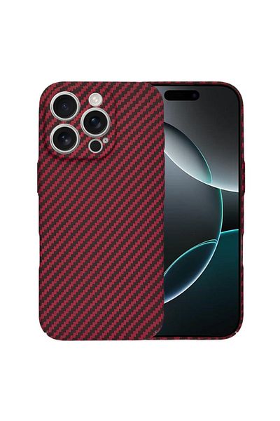 SKYDDAR INNOVATION Case for iPhone 16 Pro, carbon texture, Carbonite FiberShell, Red, sticker set