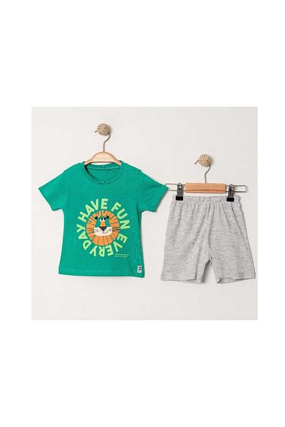 TRENDİMİZBİR Have Fun Tiger Printed Baby Boy Summer Top and Bottom Set – Green