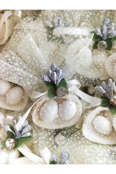 Minidesign Atölye Yeni Doğal Deniz Kabuklu Badem Şekerli Taş Süslemeli Mıknat...