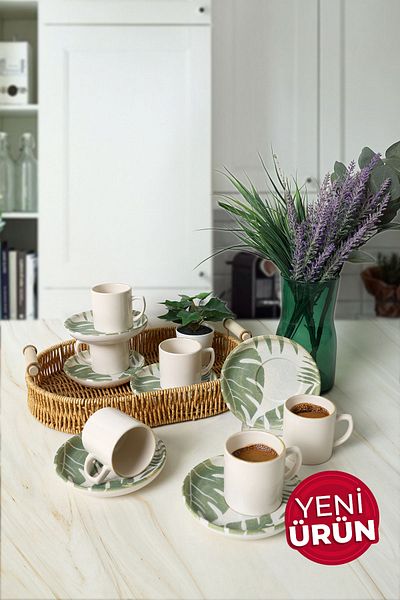 Keramika Forest Nordic Coffee Set 12 Pieces for 6 People 23052-54
