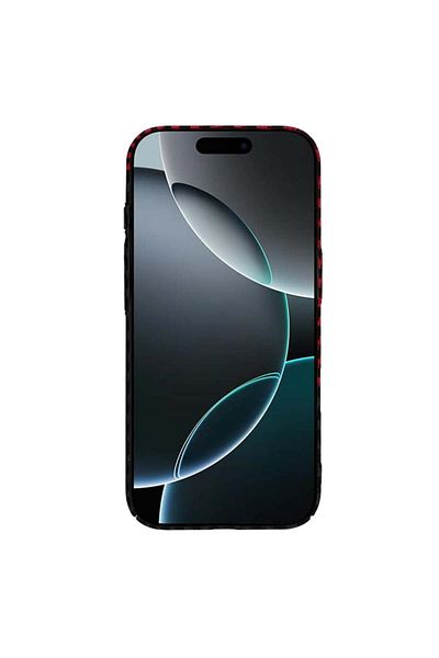 SKYDDAR INNOVATION IPhone 16 Pro Case, carbon texture, Carbonite FiberShell, Dark Red, sticker set