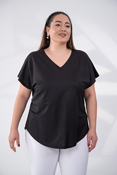 Roxxlen 1122457 Γυναικεία 1122457 Μπλούζα Beria με λαιμόκοψη σε σχήμα V Μαύρη