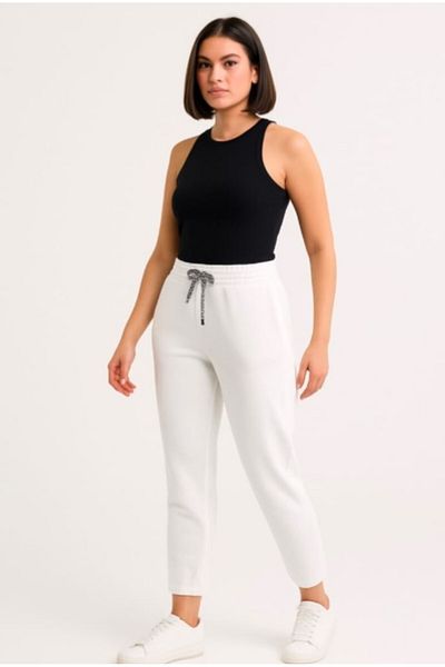 Paşalı Cotton Fabric Ankle Length Sports Pants with Elastic Waist
