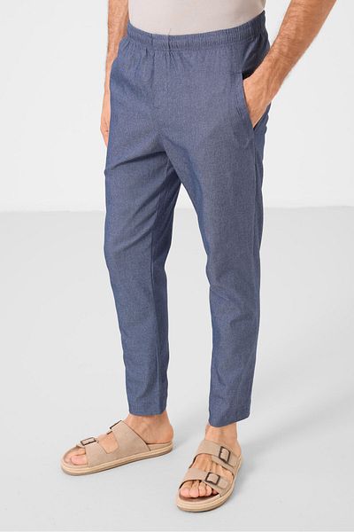 TOMMY LIFE Ανδρικό παντελόνι Chino με υφαντό ελαφρύ ελαστικό τζιν Navy Blue Standard Fit - 82179
