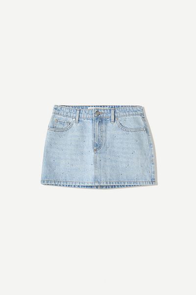 Bershka Shimmery denim mini skirt