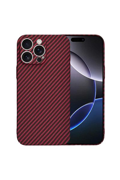 SKYDDAR INNOVATION Case for iPhone 16 Pro Max, carbon texture, Carbonite FiberShell, Red, sticker set