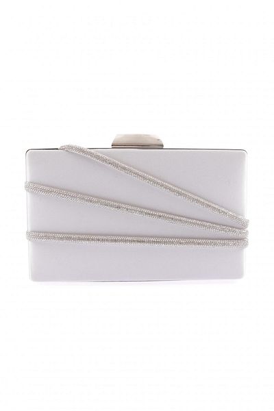 DGN Silver Women's Evening Dress Portfolio Bag with Stone Detail - 103853152