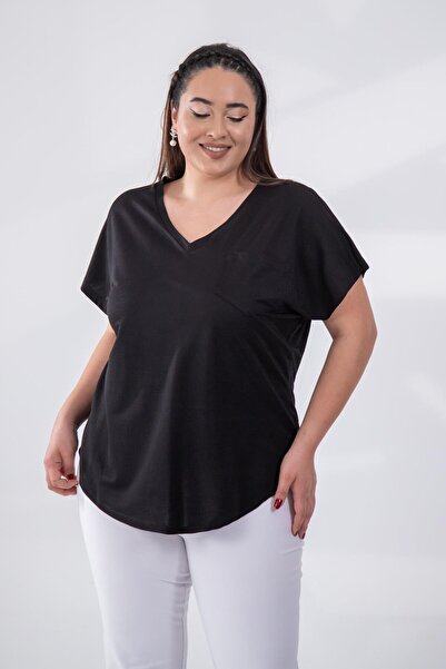 Roxxlen 1122457 Γυναικεία 1122457 Μπλούζα Beria με λαιμόκοψη σε σχήμα V Μαύρη